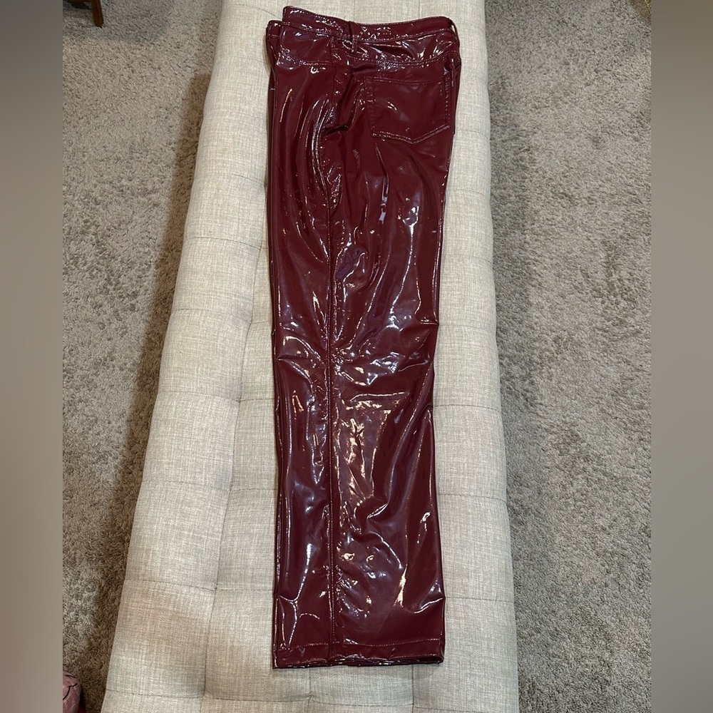 Social Tourist Faux Leather Deep Red Pants - WOMEN’S SIZE 16R (33W) - NWOT - Picture 6 of 13